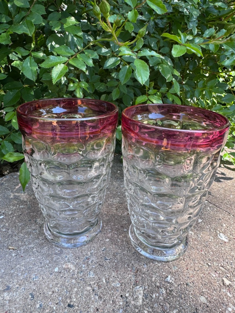 Vintage Kings Crown Ruby Flash Thumbprint Glasses Set of 2
